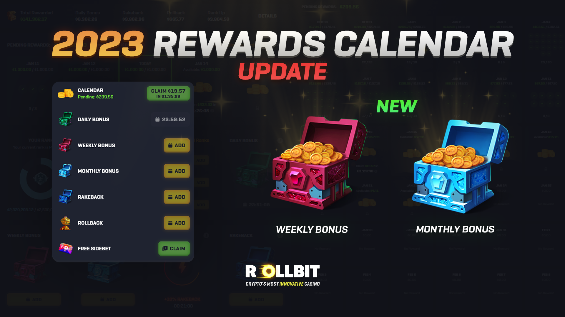2023 Rollbit Rewards Update: Rewards Calendar 👑